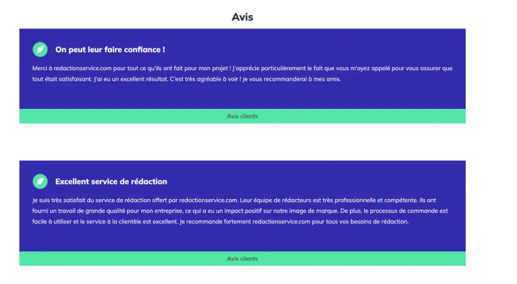 Avis clients sur RedactionService.com