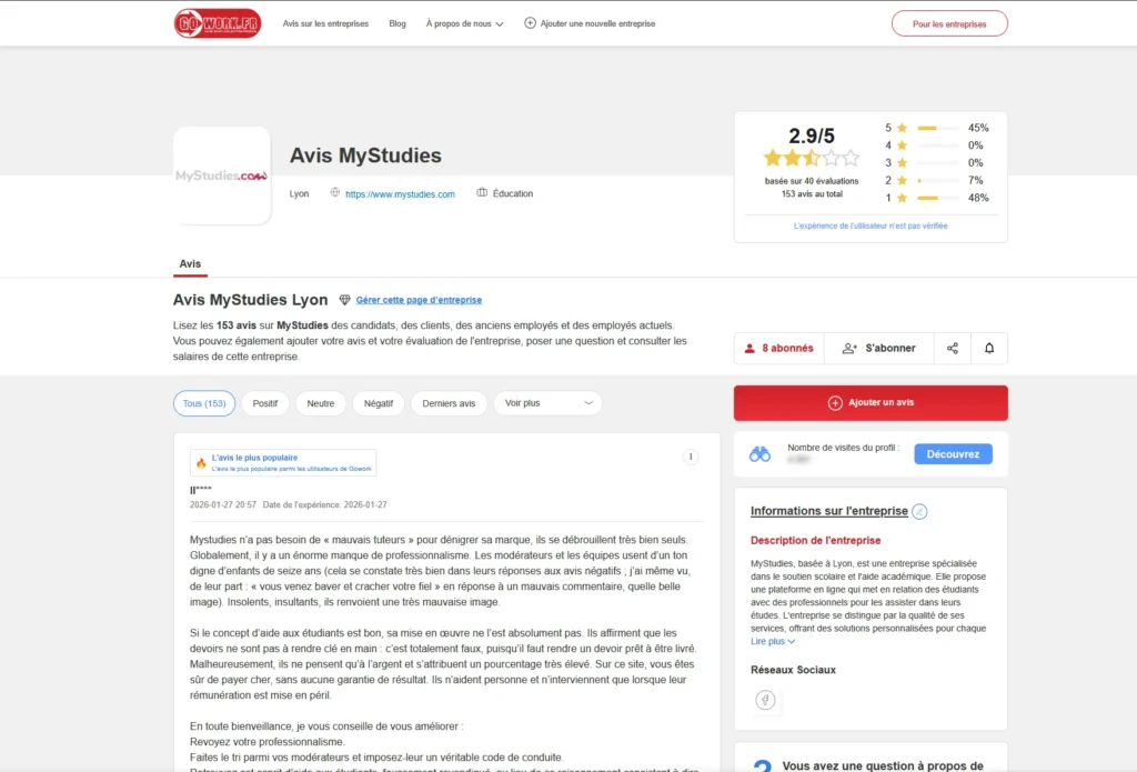 Avis MyStudies sur GoWork