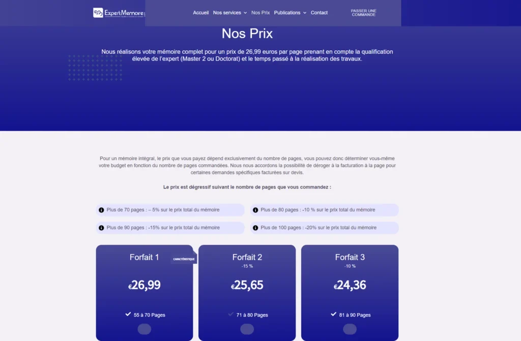 Politique de prix d’ExpertMemoire