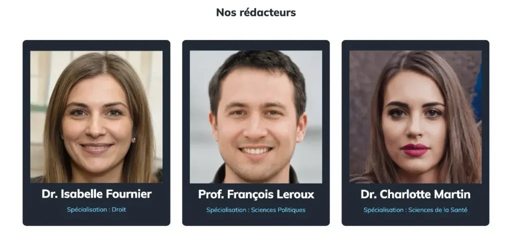 Une mise en avant forte de l’équipe et des profils spécialisés