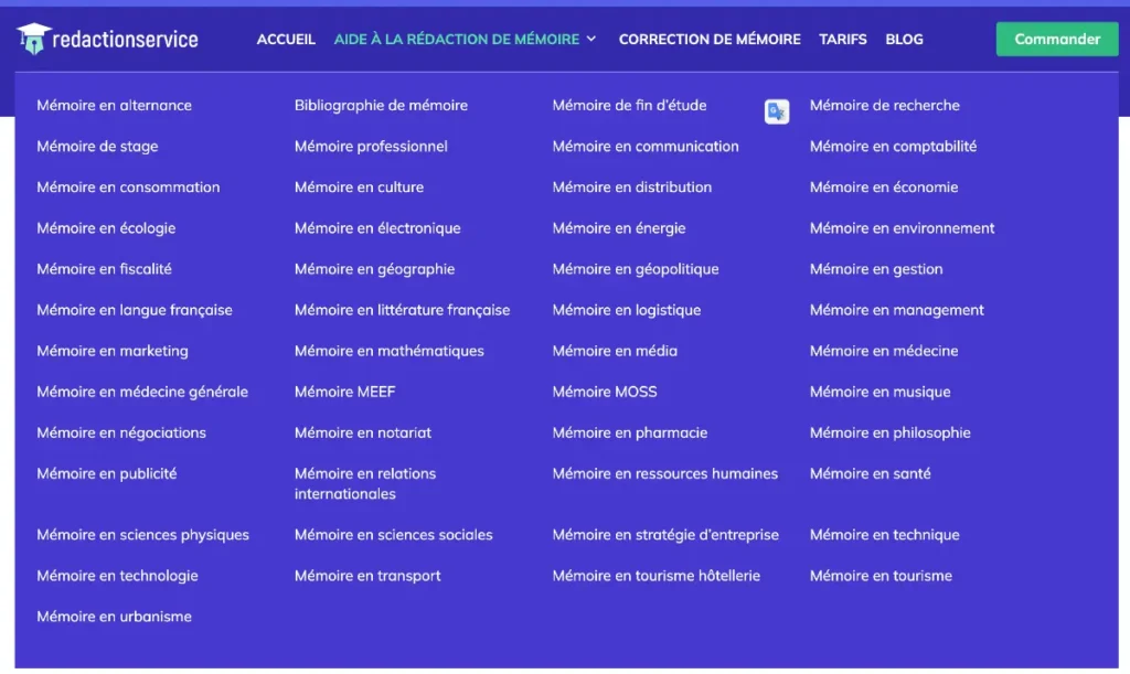 Services de rédaction de mémoires