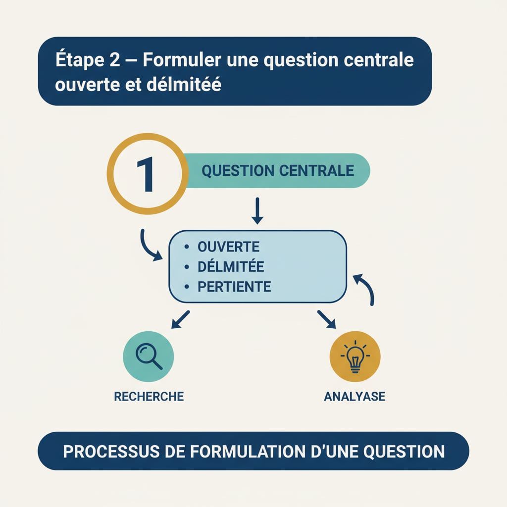 Étape 2 — Formuler une question centrale ouverte et délimitée