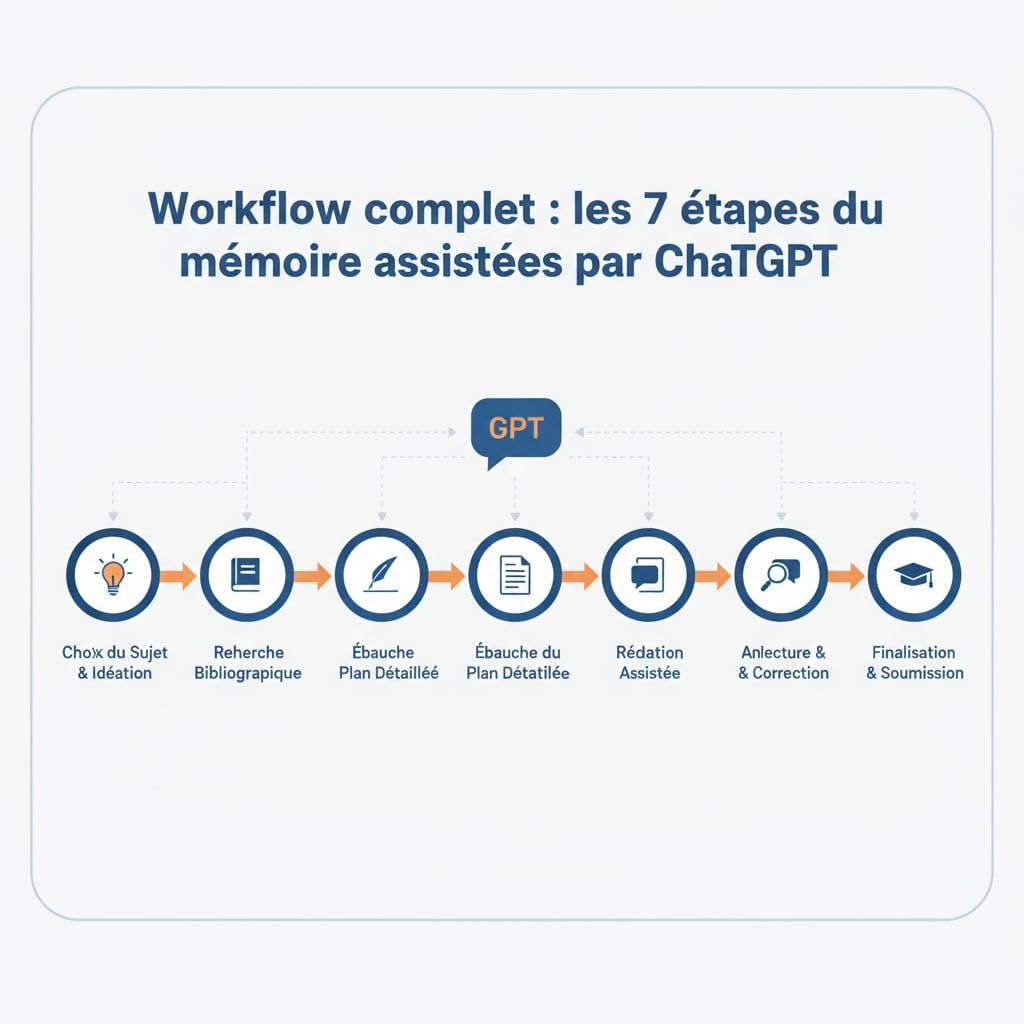 Workflow complet : les 7 étapes du mémoire assistées par ChatGPT